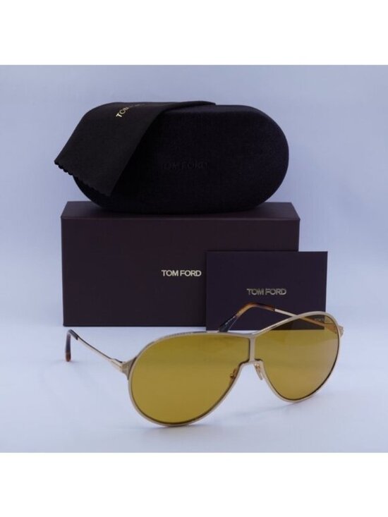 Tom Ford Gaia FT1174 30E Sunglasses Deep Gold Aviator Frame, Brown Lenses main image 11